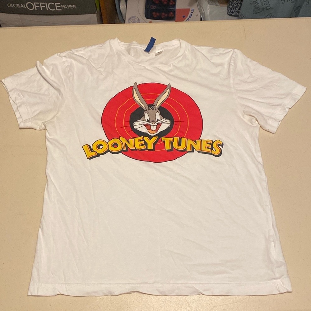 H&M White and Red Graphic T-Shirt